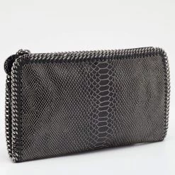 Stella McCartney Grey Python Embossed Falabella Clutch For Women -Stella McCartney Sales luxury women stella mccartney used handbags p658171 004