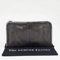 Stella McCartney Grey Python Embossed Falabella Clutch For Women -Stella McCartney Sales luxury women stella mccartney used handbags p658171 012