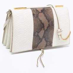 Stella McCartney White/Green Faux Snakeskin Effect Leather Flo Shoulder Bag For Women -Stella McCartney Sales luxury women stella mccartney used handbags p660847 005