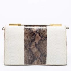 Stella McCartney White/Green Faux Snakeskin Effect Leather Flo Shoulder Bag For Women -Stella McCartney Sales luxury women stella mccartney used handbags p660847 007