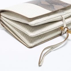 Stella McCartney White/Green Faux Snakeskin Effect Leather Flo Shoulder Bag For Women -Stella McCartney Sales luxury women stella mccartney used handbags p660847 009