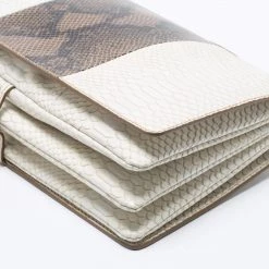 Stella McCartney White/Green Faux Snakeskin Effect Leather Flo Shoulder Bag For Women -Stella McCartney Sales luxury women stella mccartney used handbags p660847 010