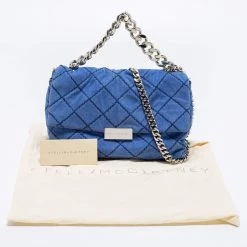 Stella McCartney Blue Quilted Faux Suede Medium Beckett Chain Bag For Women -Stella McCartney Sales luxury women stella mccartney used handbags p662544 004