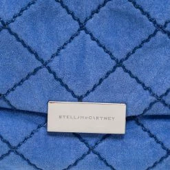 Stella McCartney Blue Quilted Faux Suede Medium Beckett Chain Bag For Women -Stella McCartney Sales luxury women stella mccartney used handbags p662544 007