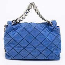 Stella McCartney Blue Quilted Faux Suede Medium Beckett Chain Bag For Women -Stella McCartney Sales luxury women stella mccartney used handbags p662544 008