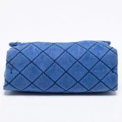 Stella McCartney Blue Quilted Faux Suede Medium Beckett Chain Bag For Women -Stella McCartney Sales luxury women stella mccartney used handbags p662544 009