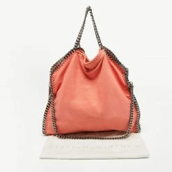 Stella McCartney Carrot Orange Faux Suede Small Falabella Tote For Women -Stella McCartney Sales luxury women stella mccartney used handbags p666231 004