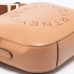 Stella McCartney Brown Faux Leather Perforated Logo Mini Camera Bag For Women -Stella McCartney Sales luxury women stella mccartney used handbags p668875 005