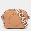 Stella McCartney Brown Faux Leather Perforated Logo Mini Camera Bag For Women -Stella McCartney Sales luxury women stella mccartney used handbags p668875 013