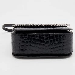 Stella McCartney Black Croc Embossed Faux Leather Medium Falabella Star Box Bag For Women -Stella McCartney Sales luxury women stella mccartney used handbags p670742 005