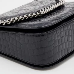 Stella McCartney Black Croc Embossed Faux Leather Medium Falabella Star Box Bag For Women -Stella McCartney Sales luxury women stella mccartney used handbags p670742 008