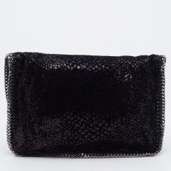 Stella Mccartney Black Falabella Sequin Fold-Over Clutch For Women -Stella McCartney Sales luxury women stella mccartney used handbags p670749 006