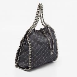 Stella McCartney Blue Monogram Denim Falabella Mini Tote For Women -Stella McCartney Sales luxury women stella mccartney used handbags p672132 006