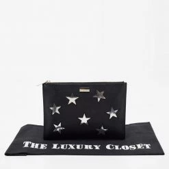 Stella McCartney Black/Silver Faux Leather Cavendish Stars Clutch For Women -Stella McCartney Sales luxury women stella mccartney used handbags p673271 008
