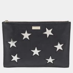 Stella McCartney Black/Silver Faux Leather Cavendish Stars Clutch For Women