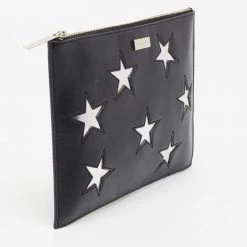 Stella McCartney Black/Silver Faux Leather Cavendish Stars Clutch For Women -Stella McCartney Sales luxury women stella mccartney used handbags p673271 011