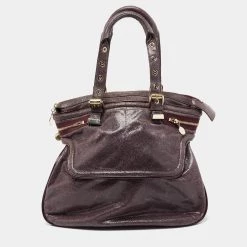 Stella McCartney Purple Faux Suede And Patent Leather Tote For Women