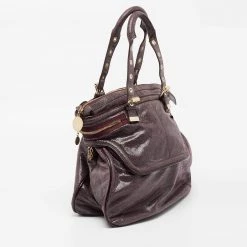 Stella McCartney Purple Faux Suede And Patent Leather Tote For Women -Stella McCartney Sales luxury women stella mccartney used handbags p673422 007