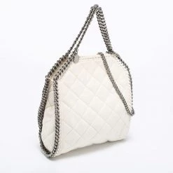 Stella McCartney White Faux Suede Mini Falabella Tote For Women -Stella McCartney Sales luxury women stella mccartney used handbags p673746 001