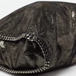 Stella McCartney Black/Silver Faux Suede Large Falabella Tote For Women 22 Stella McCartney Black/Silver Faux Suede Large Falabella Tote For Women -Stella McCartney Sales luxury women stella mccartney used handbags p674808 002