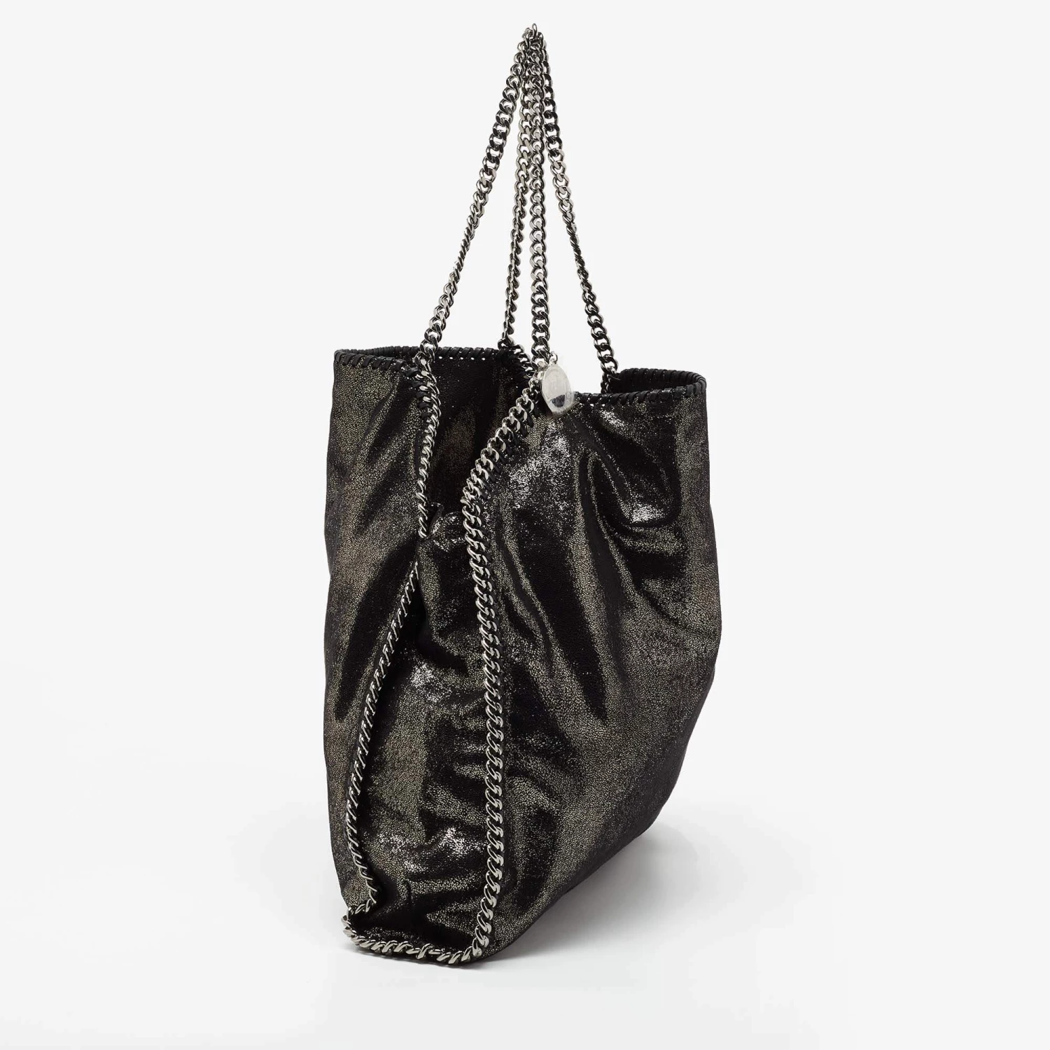 Stella McCartney Black/Silver Faux Suede Large Falabella Tote For Women 5 Stella McCartney Black/Silver Faux Suede Large Falabella Tote For Women - Image 3