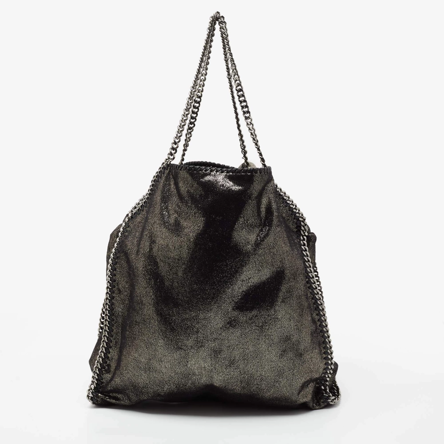 Stella McCartney Black/Silver Faux Suede Large Falabella Tote For Women 6 Stella McCartney Black/Silver Faux Suede Large Falabella Tote For Women - Image 4