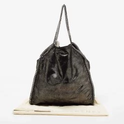 Stella McCartney Black/Silver Faux Suede Large Falabella Tote For Women 21 Stella McCartney Black/Silver Faux Suede Large Falabella Tote For Women -Stella McCartney Sales luxury women stella mccartney used handbags p674808 007