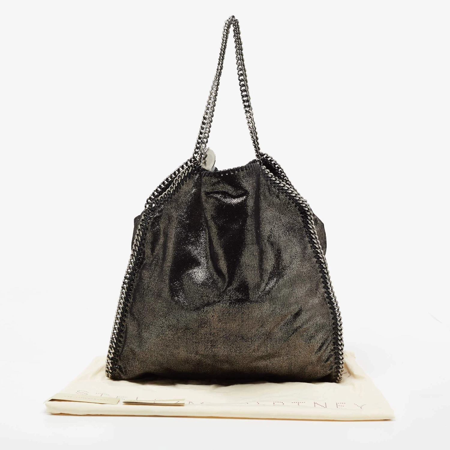 Stella McCartney Black/Silver Faux Suede Large Falabella Tote For Women 11 Stella McCartney Black/Silver Faux Suede Large Falabella Tote For Women - Image 9