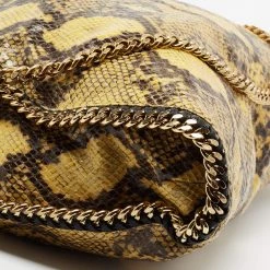Stella McCartney Yellow/Black Faux Python Coated Suede Small Falabella Tote For Women -Stella McCartney Sales luxury women stella mccartney used handbags p676770 002