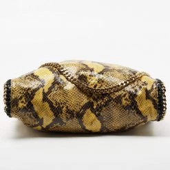 Stella McCartney Yellow/Black Faux Python Coated Suede Small Falabella Tote For Women -Stella McCartney Sales luxury women stella mccartney used handbags p676770 003