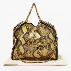 Stella McCartney Yellow/Black Faux Python Coated Suede Small Falabella Tote For Women -Stella McCartney Sales luxury women stella mccartney used handbags p676770 007