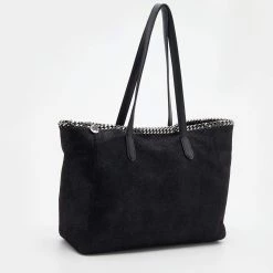 Stella McCartney Black Faux Leather Falabella East West Shopper Tote For Women -Stella McCartney Sales luxury women stella mccartney used handbags p677057 005