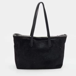 Stella McCartney Black Faux Leather Falabella East West Shopper Tote For Women -Stella McCartney Sales luxury women stella mccartney used handbags p677057 006