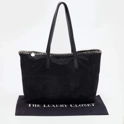 Stella McCartney Black Faux Leather Falabella East West Shopper Tote For Women -Stella McCartney Sales luxury women stella mccartney used handbags p677057 007