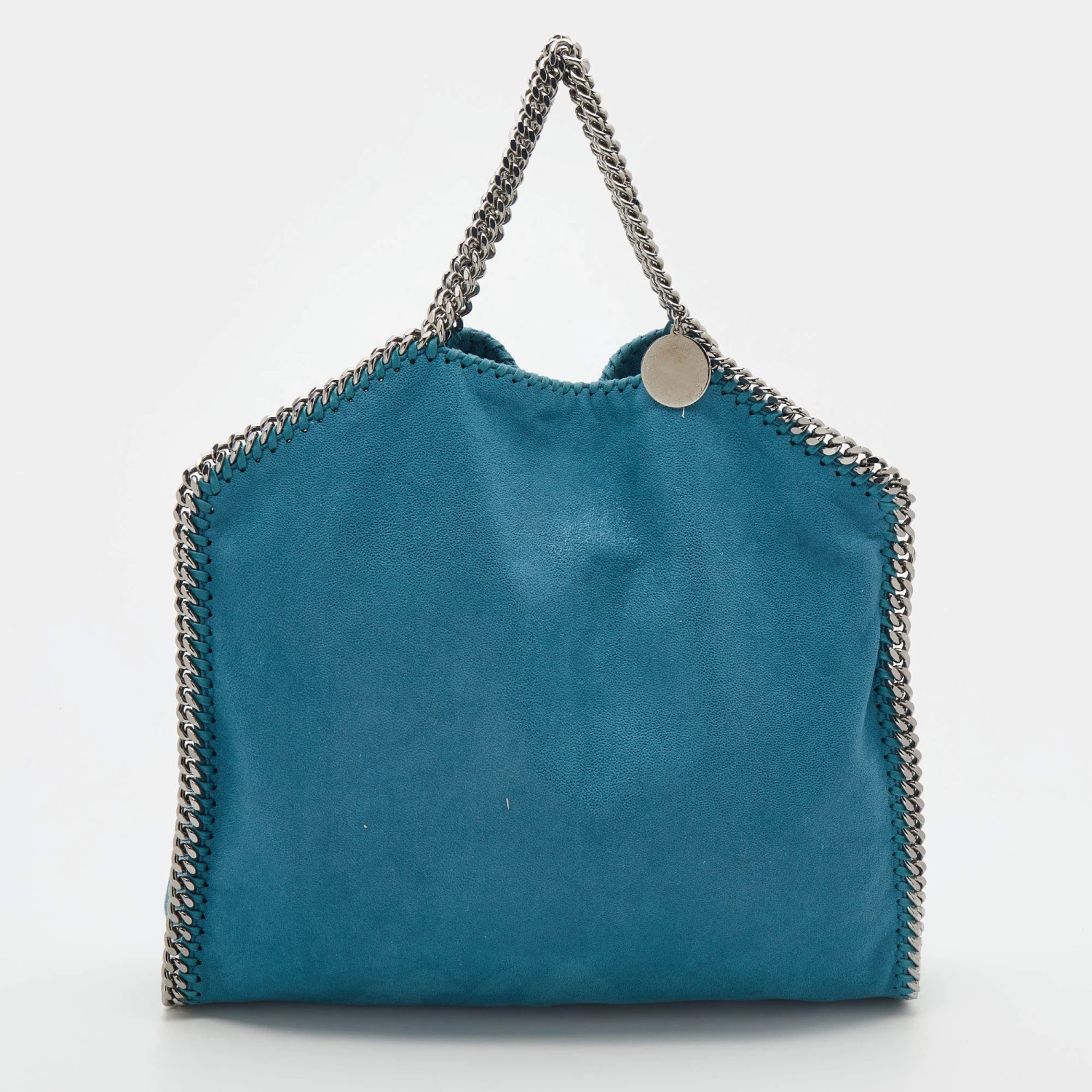 Stella McCartney Blue Faux Leather Small Falabella Chain Tote For Women 3 Stella McCartney Blue Faux Leather Small Falabella Chain Tote For Women