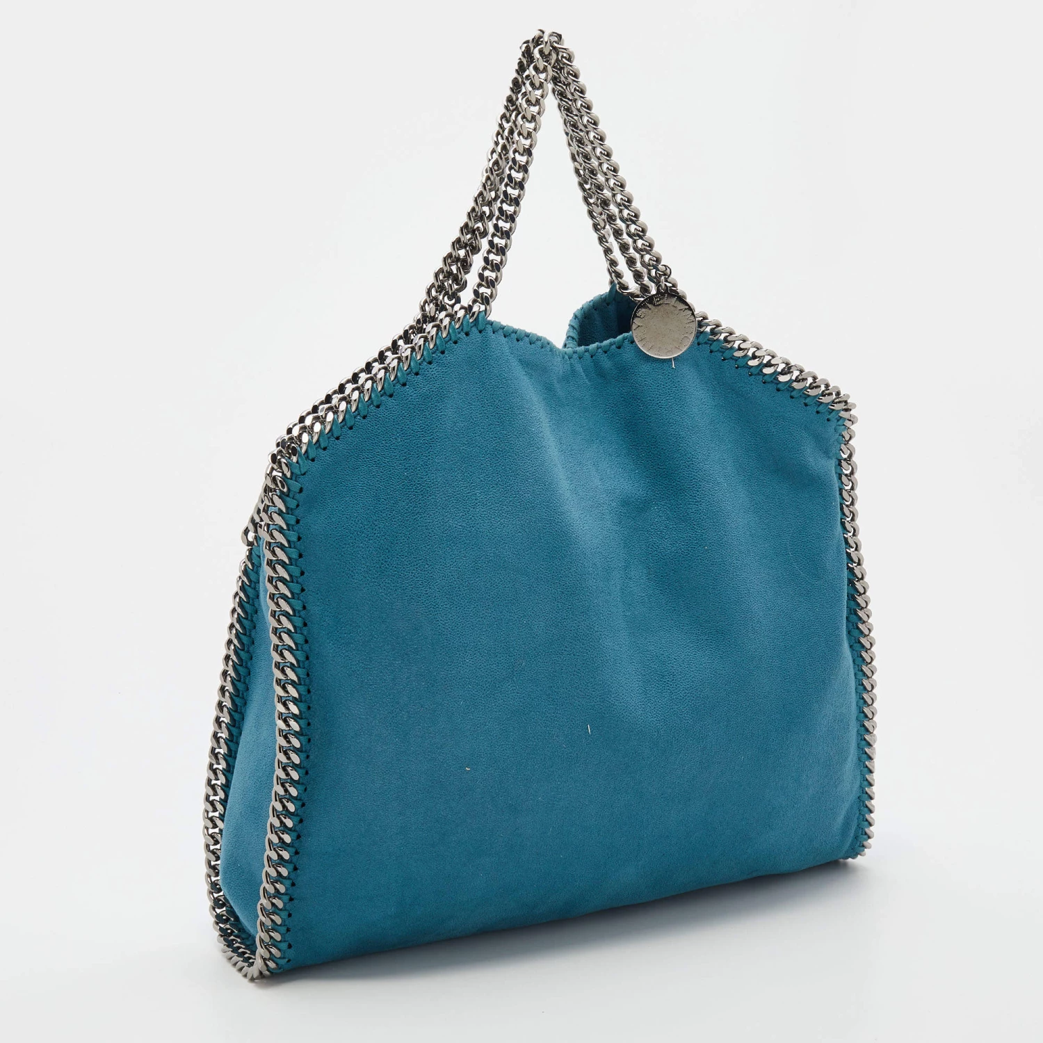 Stella McCartney Blue Faux Leather Small Falabella Chain Tote For Women 5 Stella McCartney Blue Faux Leather Small Falabella Chain Tote For Women - Image 3