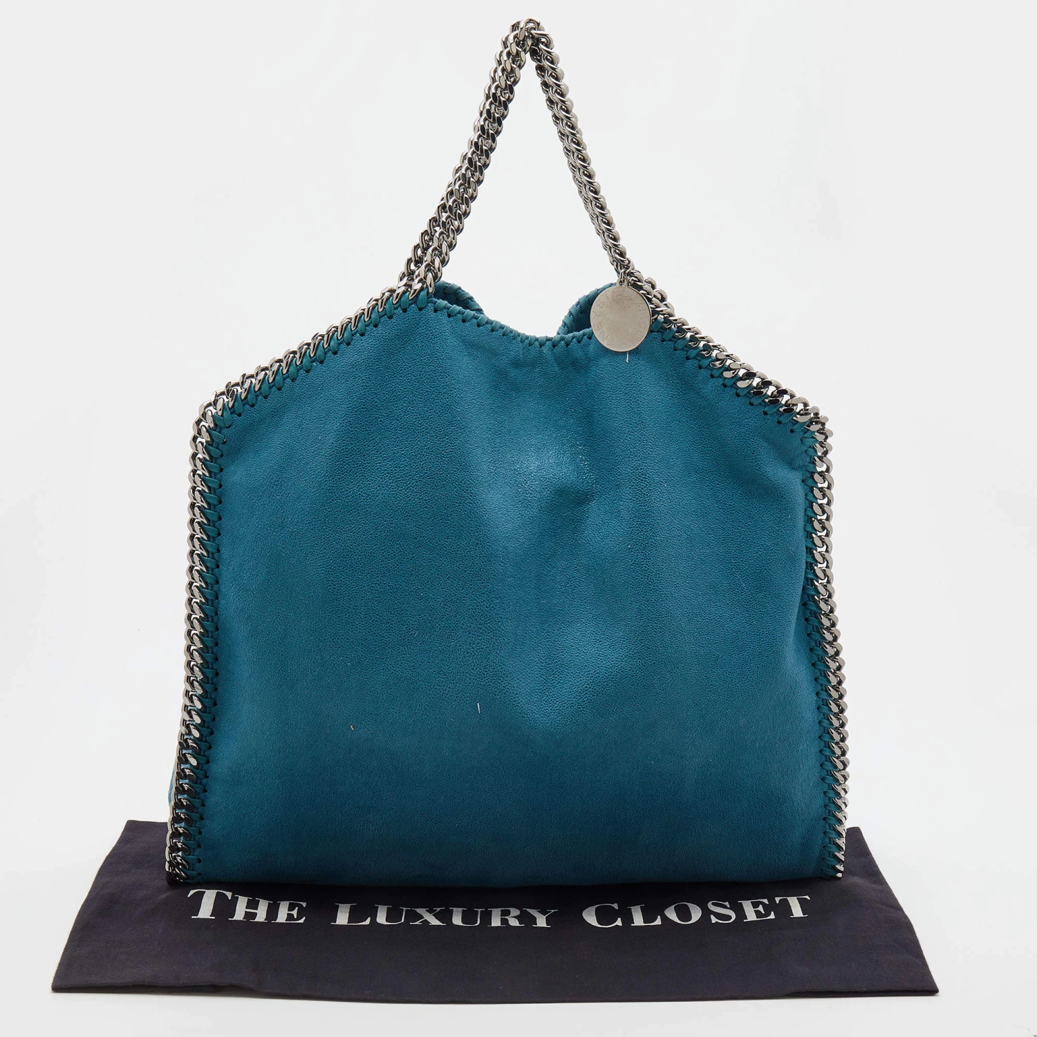 Stella McCartney Blue Faux Leather Small Falabella Chain Tote For Women 11 Stella McCartney Blue Faux Leather Small Falabella Chain Tote For Women - Image 9