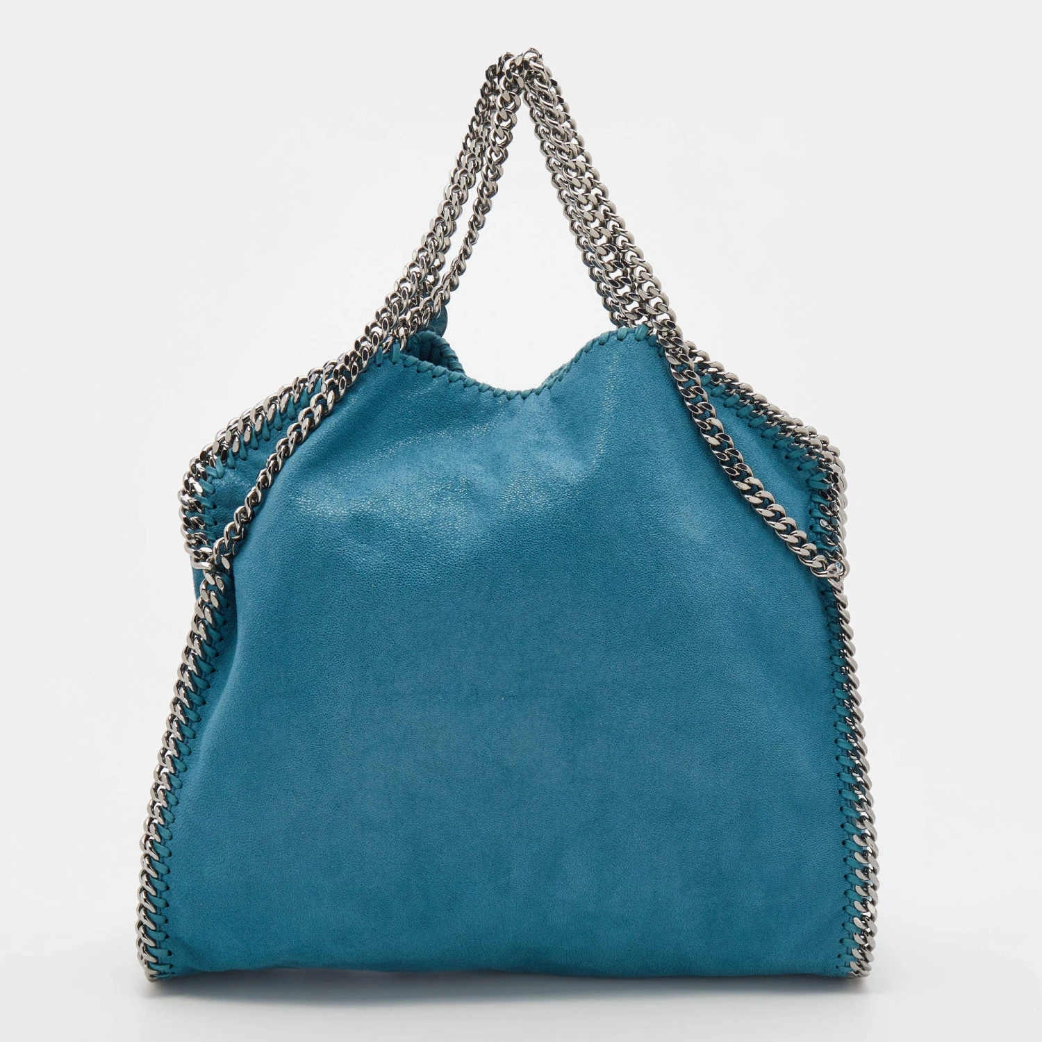 Stella McCartney Blue Faux Leather Small Falabella Chain Tote For Women 6 Stella McCartney Blue Faux Leather Small Falabella Chain Tote For Women - Image 4