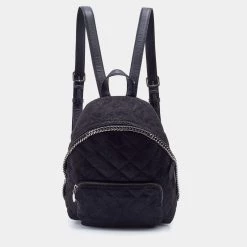 Stella McCartney Black Quilted Faux Leather Mini Falabella Backpack For Women