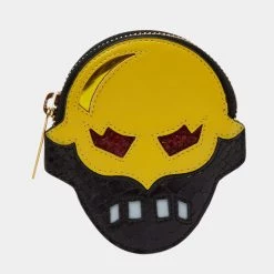 Stella McCartney Black/Yellow Faux Snakeskin And Leather Superhero Coin Purse For Women