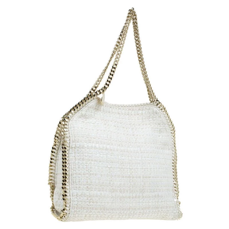 Stella McCartney Beige Woven Glitter Fabric Small Falabella Tote For Women 5 Stella McCartney Beige Woven Glitter Fabric Small Falabella Tote For Women - Image 3