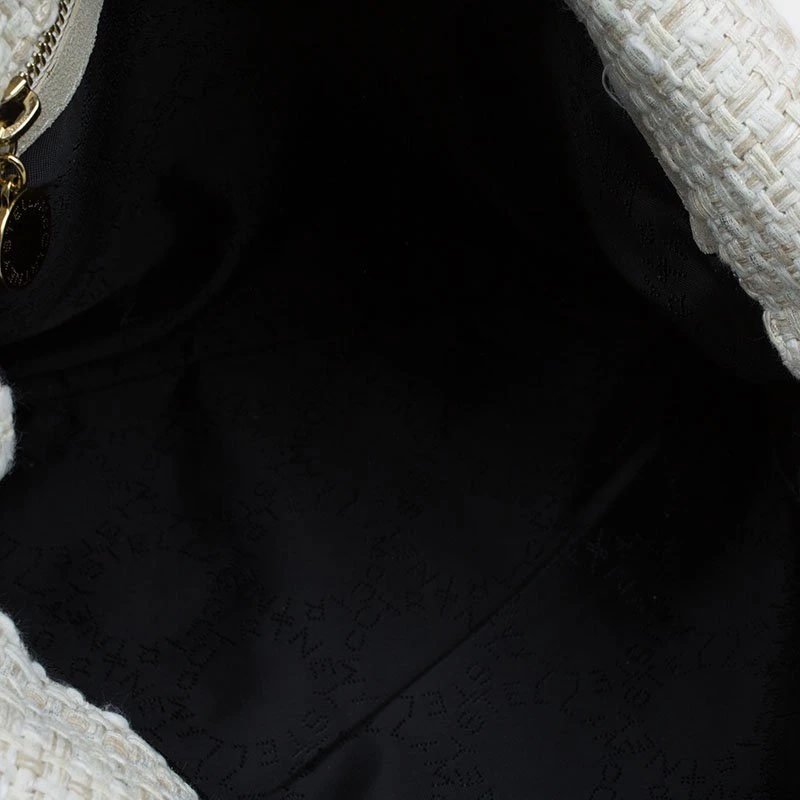 Stella McCartney Beige Woven Glitter Fabric Small Falabella Tote For Women 8 Stella McCartney Beige Woven Glitter Fabric Small Falabella Tote For Women - Image 6