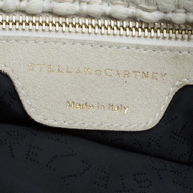 Stella McCartney Beige Woven Glitter Fabric Small Falabella Tote For Women 10 Stella McCartney Beige Woven Glitter Fabric Small Falabella Tote For Women - Image 8