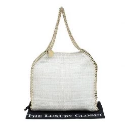 Stella McCartney Beige Woven Glitter Fabric Small Falabella Tote For Women 19 Stella McCartney Beige Woven Glitter Fabric Small Falabella Tote For Women -Stella McCartney Sales luxury women stella mccartney used handbags p79443 009