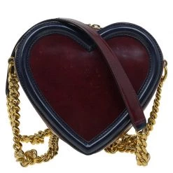 Stella McCartney Burgundy/Black Faux Leather Sailor Heart Crossbody Bag For Women