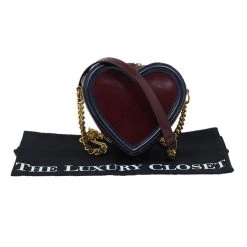 Stella McCartney Burgundy/Black Faux Leather Sailor Heart Crossbody Bag For Women -Stella McCartney Sales luxury women stella mccartney used handbags p90690 0008