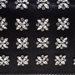 Stella McCartney Black Faux Leather Crystal Embellished Foldover Clutch For Women -Stella McCartney Sales luxury women stella mccartney used handbags p91862 0005