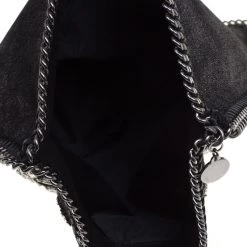 Stella McCartney Black Faux Leather Crystal Embellished Foldover Clutch For Women -Stella McCartney Sales luxury women stella mccartney used handbags p91862 0007