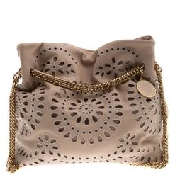 Stella McCartney Beige Faux Leather Eyelet Noma Bucket Bag For Women