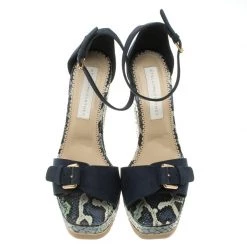 Stella McCartney Blue Faux Suede And Python Print Platform Ankle Strap Sandals Size 39 For Women -Stella McCartney Sales luxury women stella mccartney used shoes p107116 003